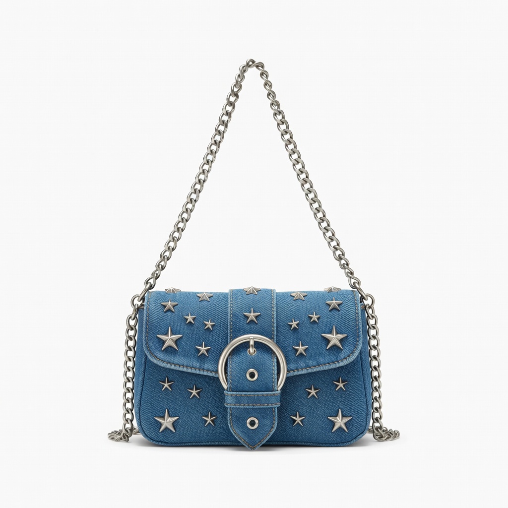 Sac à bandoulière en denim bleu à étoiles