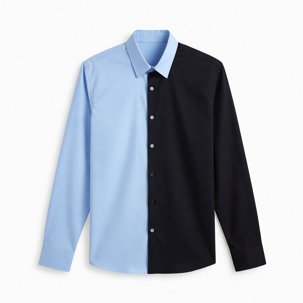 Camicia a bottoni con blocchi di colore
