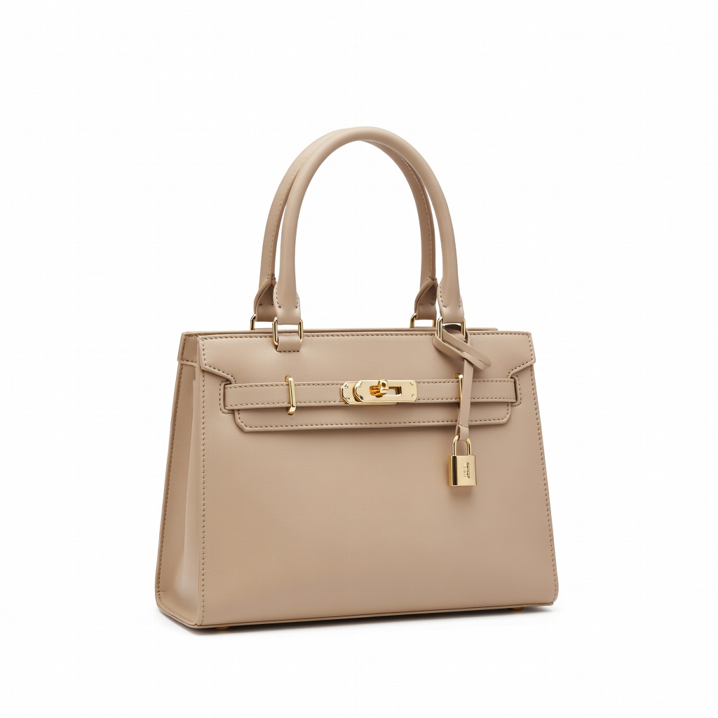 Beige Structured Handbag