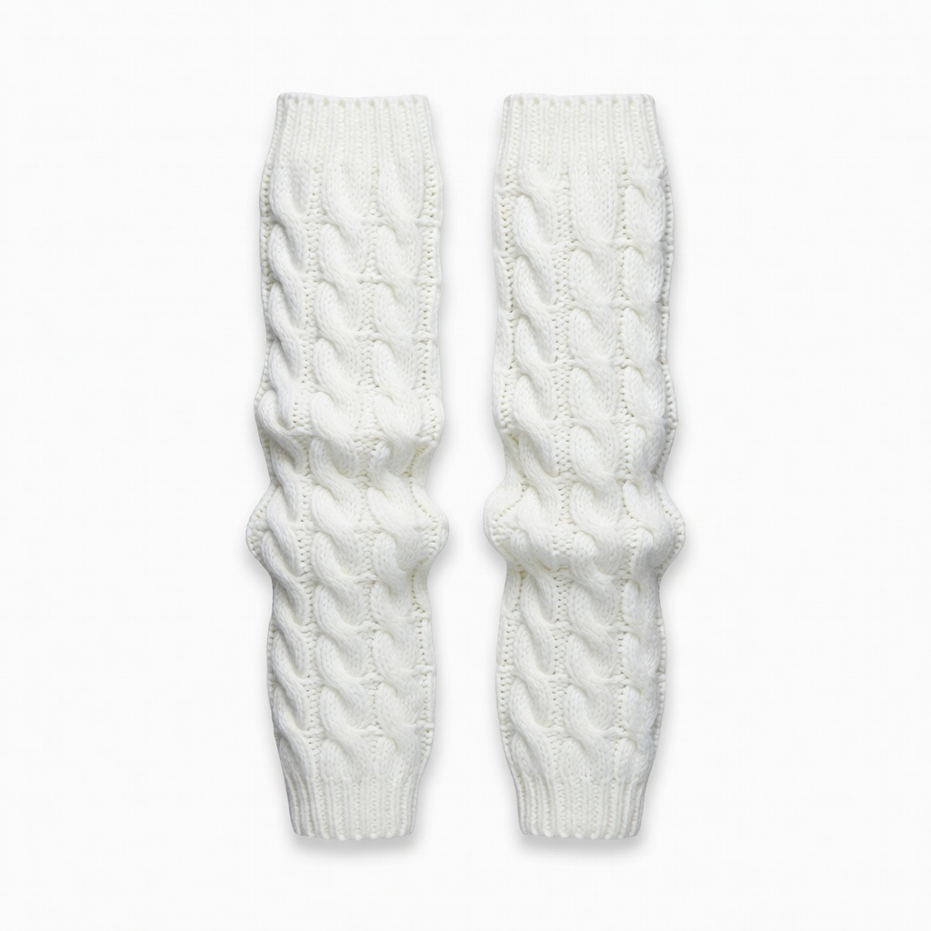 White Chunky Knit Leg Warmers