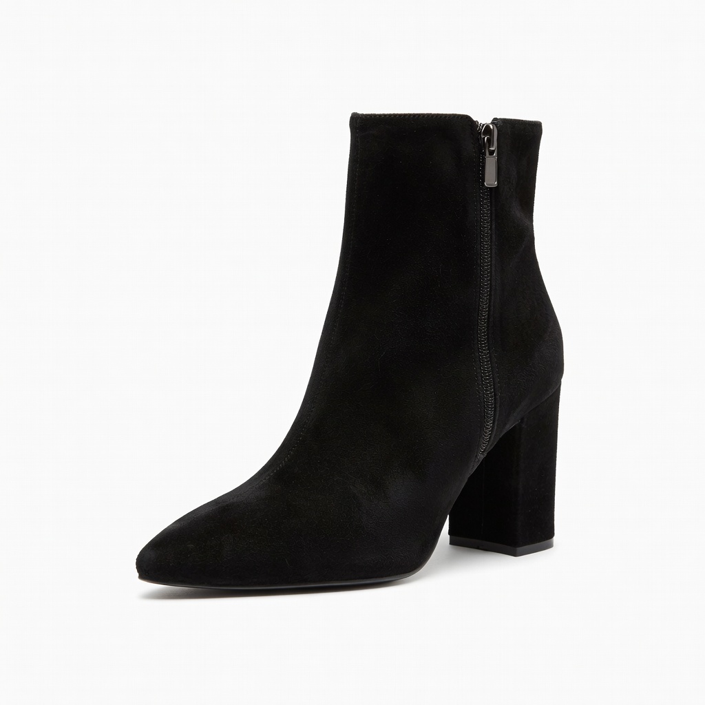 Schwarze Wildlederstiefeletten