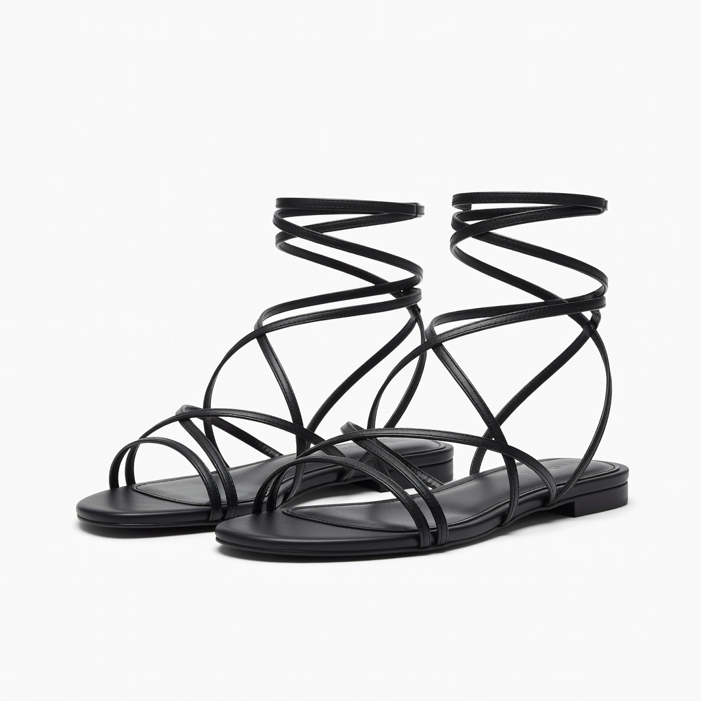 Schwarze Riemchensandalen