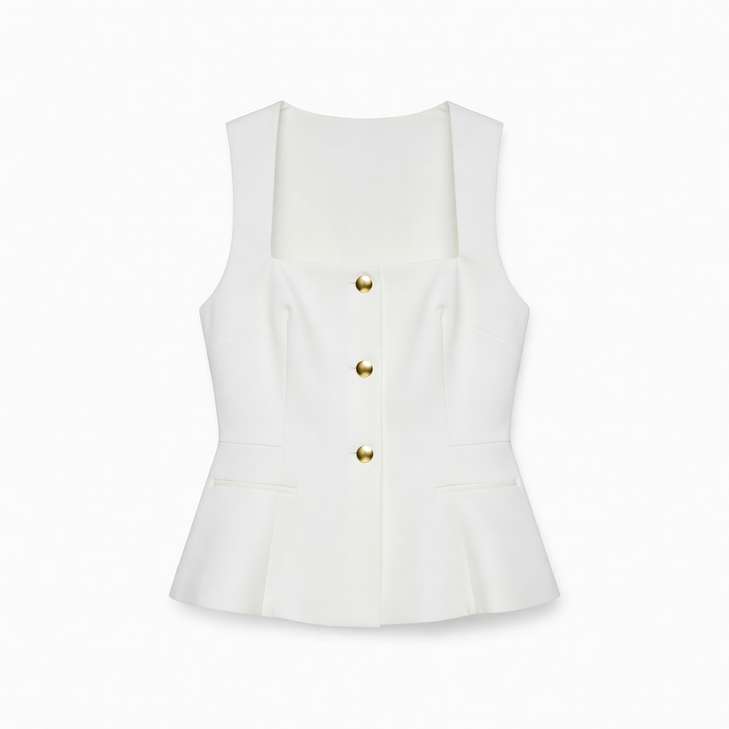 White Peplum Sleeveless Top