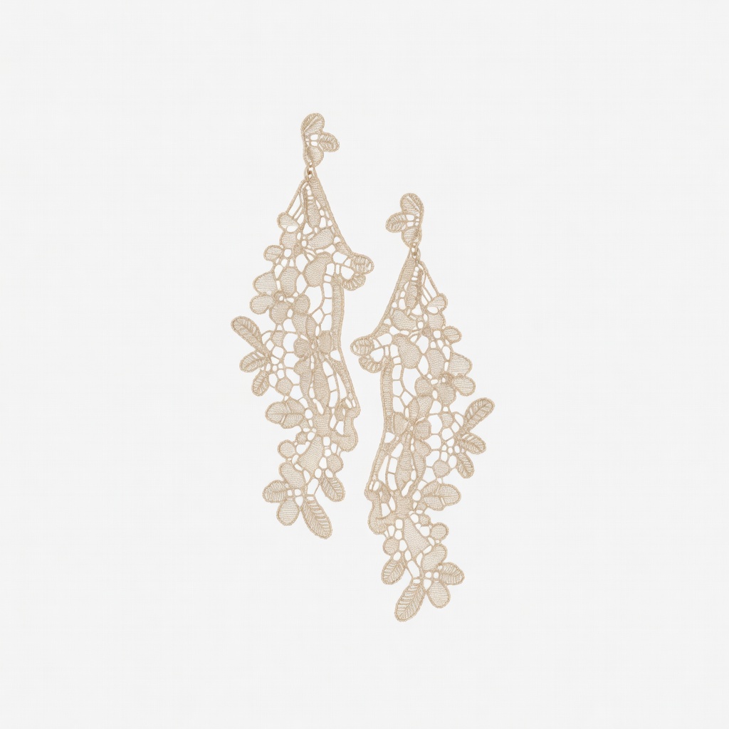 Beige Lace Drop Earrings