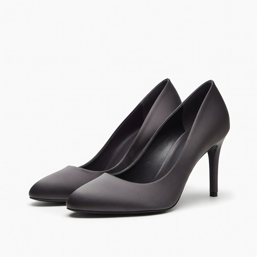 Dark gray satin heels