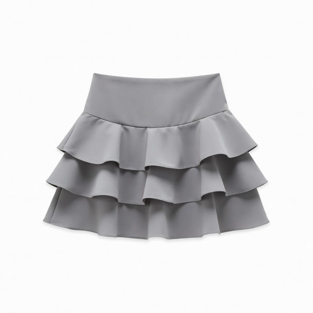 Gray Tiered Ruffle Mini Skirt
