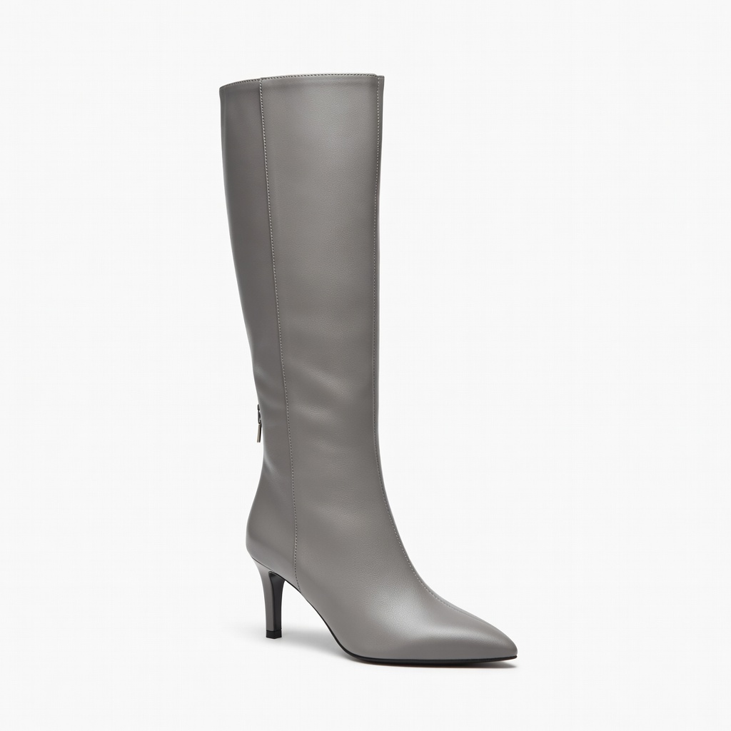 Gray Knee-High Boots