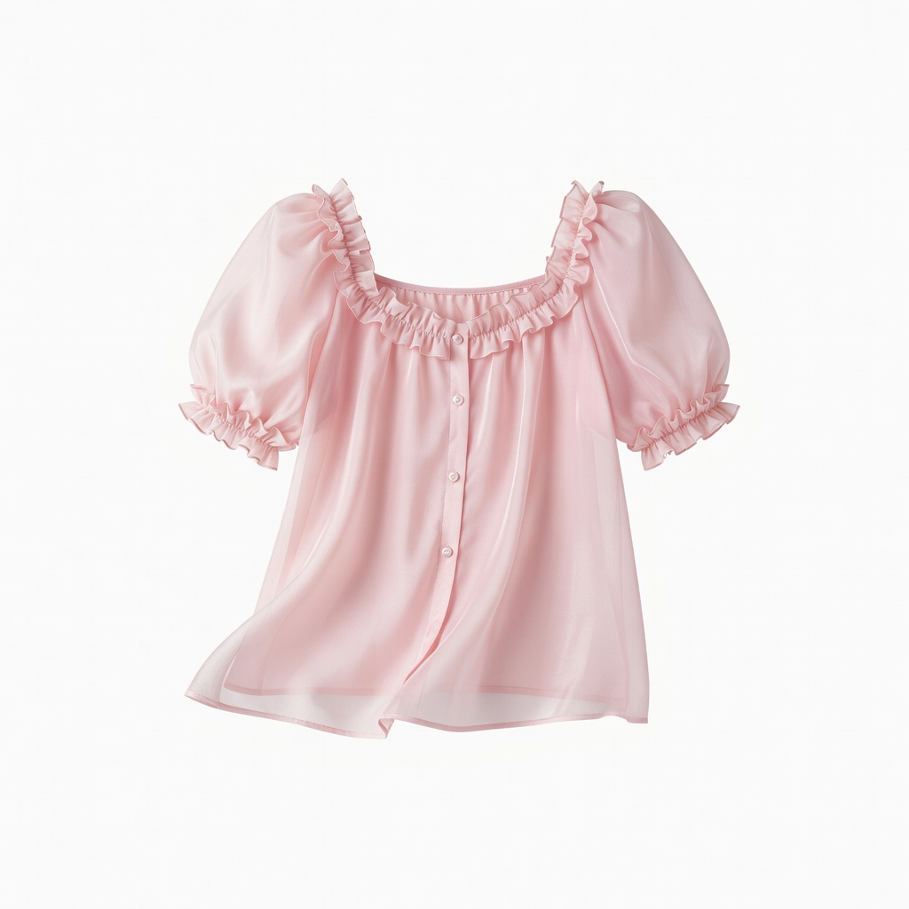 Pastel Pink Puff Sleeve Blouse