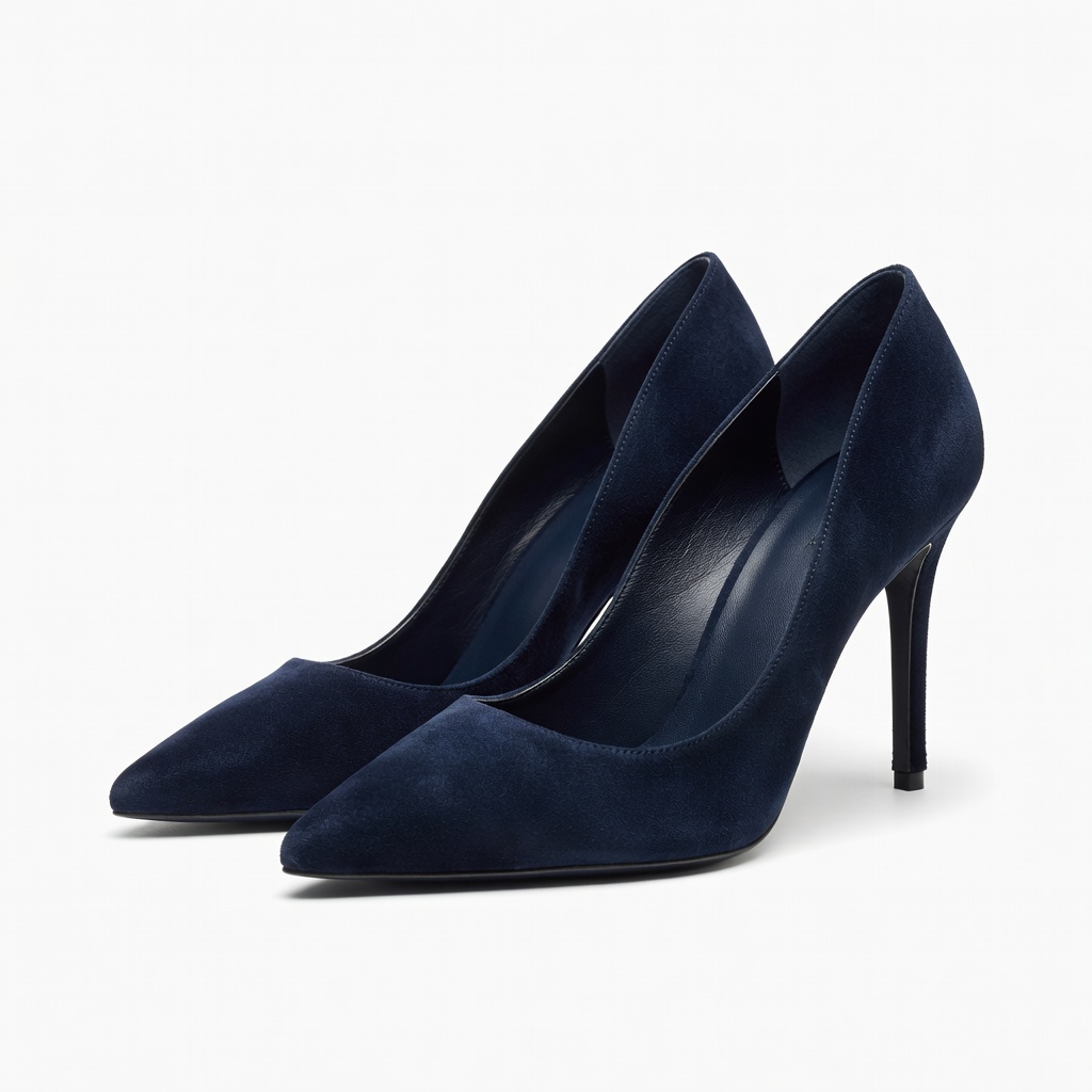 Navy Suede Stiletto Pumps