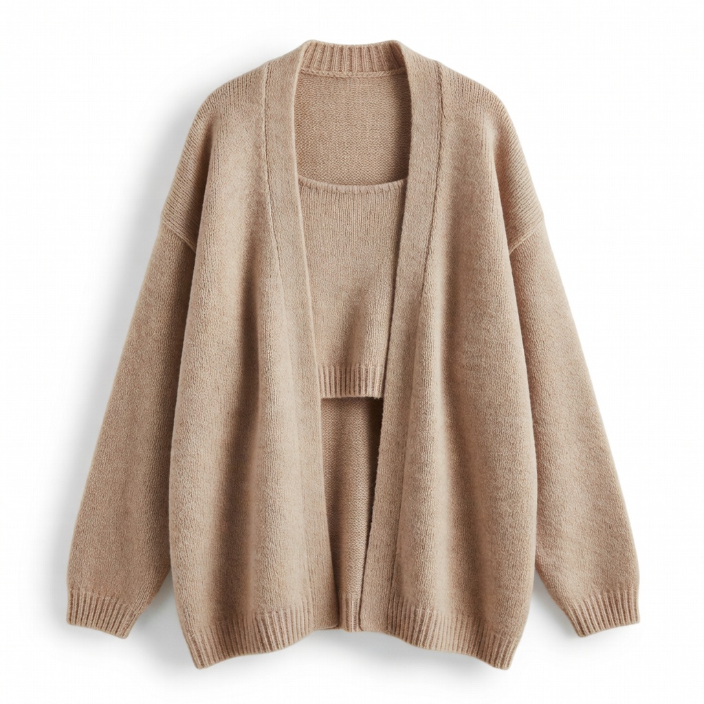 Oversized Beige Cardigan