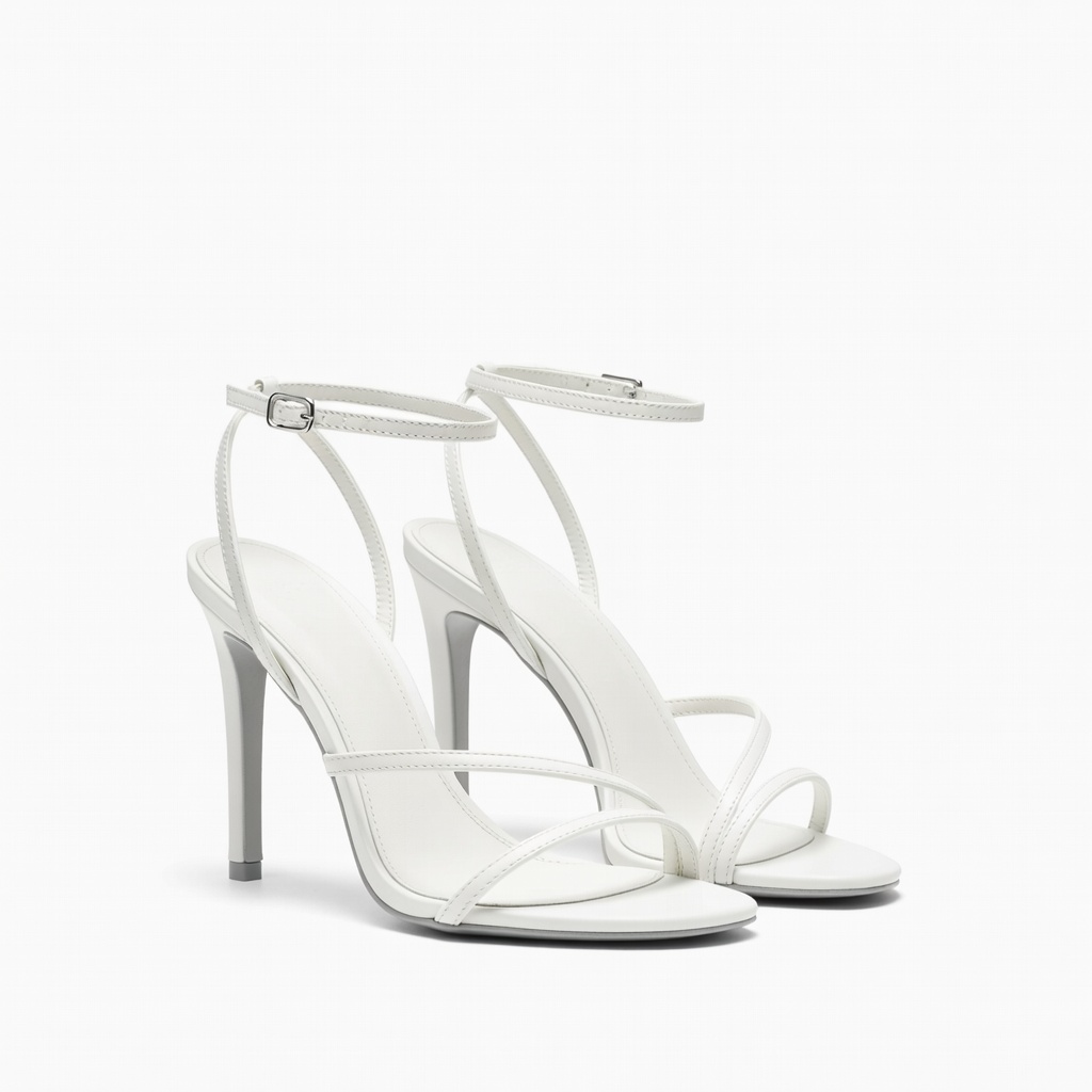 White Strappy Stiletto Sandals
