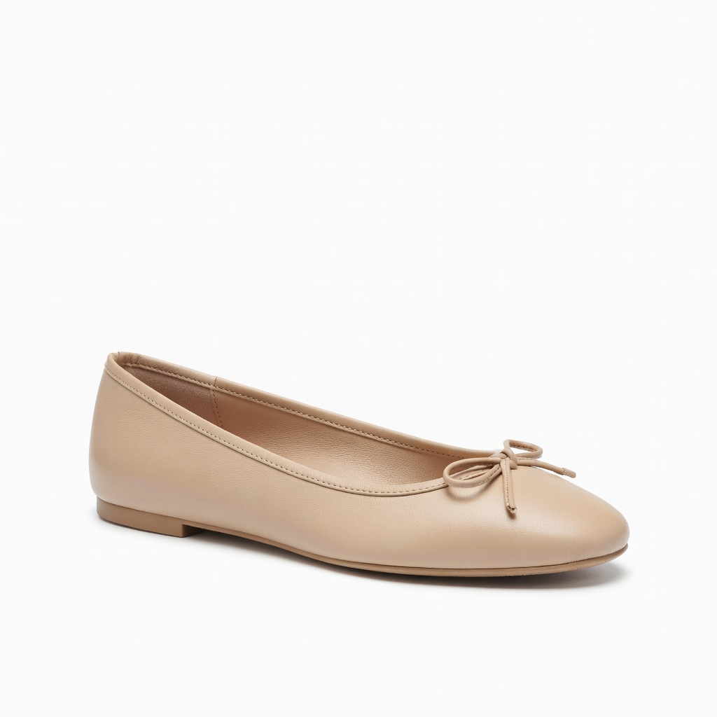 Beige Leather Flats