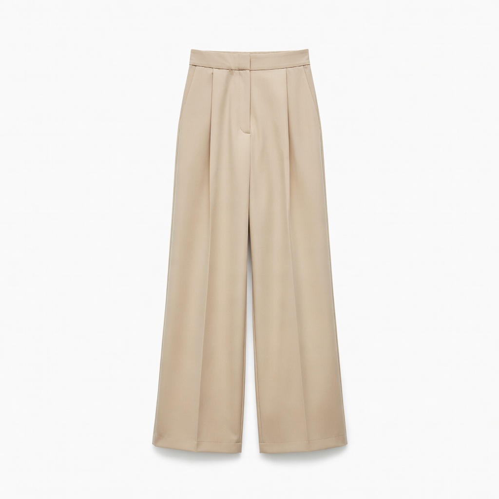 Beige Wide-Leg Trousers