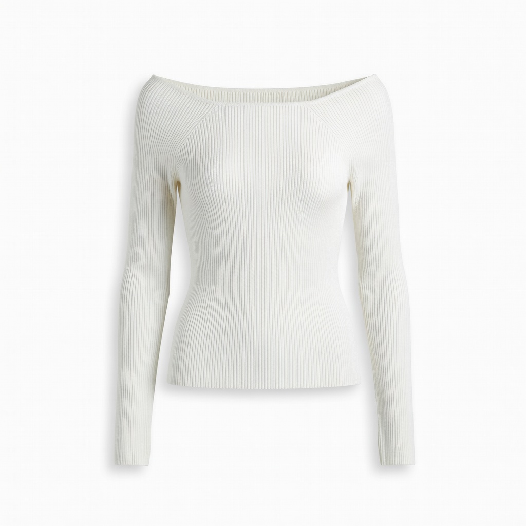 Off-Shoulder Ribbed Knit Sweater