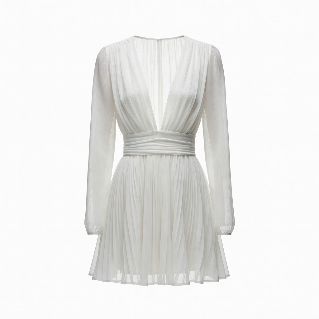 White Plunging Mini Dress