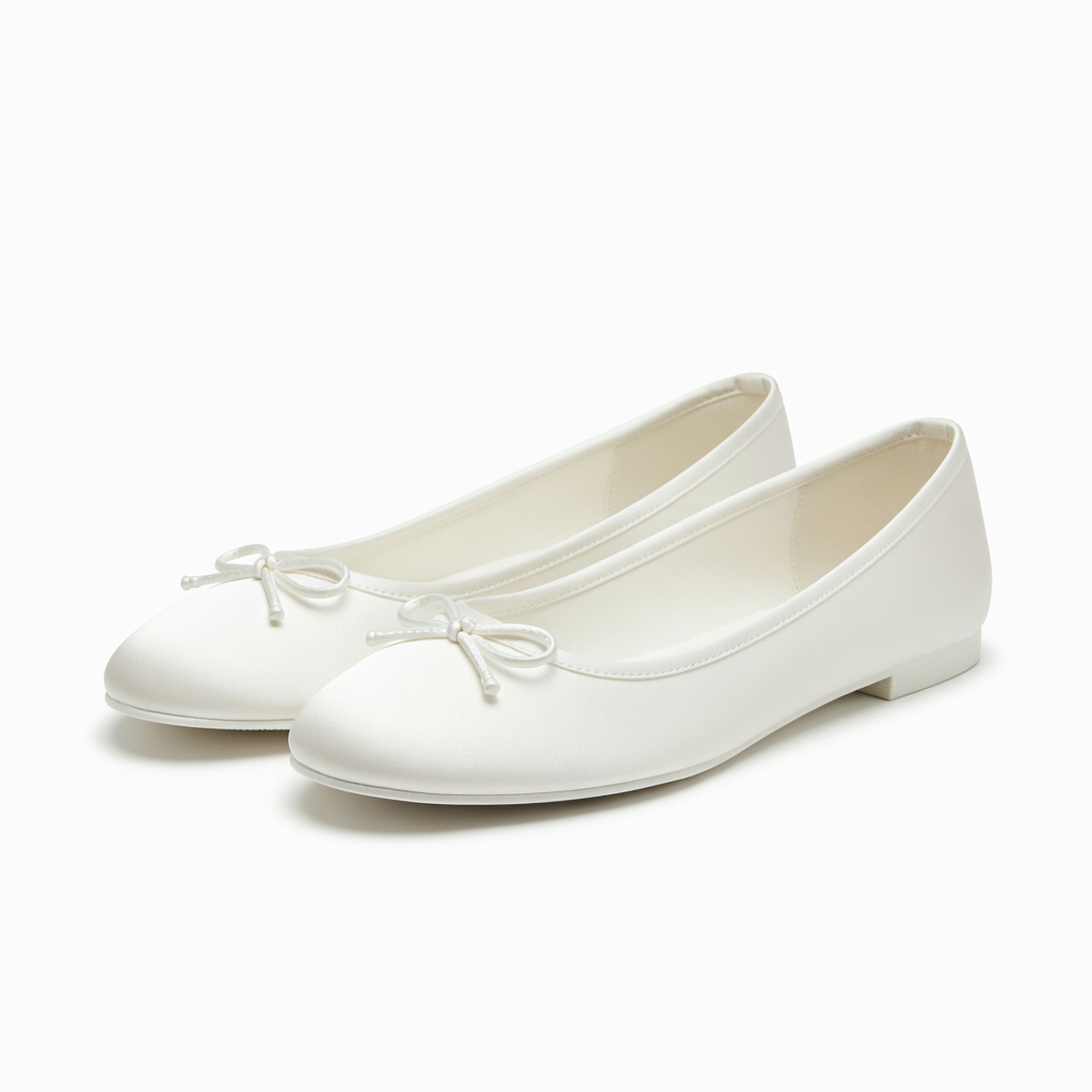 White Ballet Flats with Bow