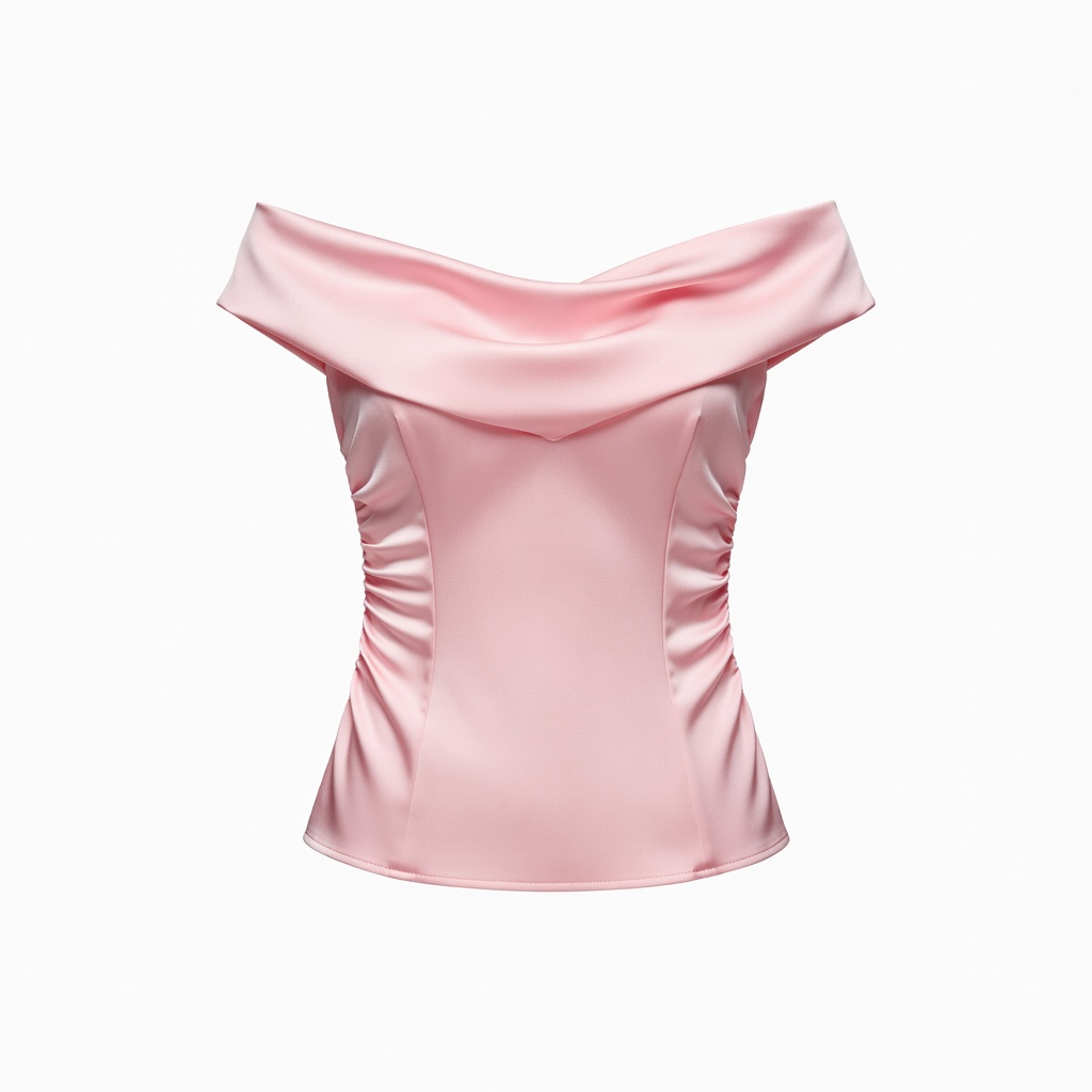 Pink Off-Shoulder Ruched Top