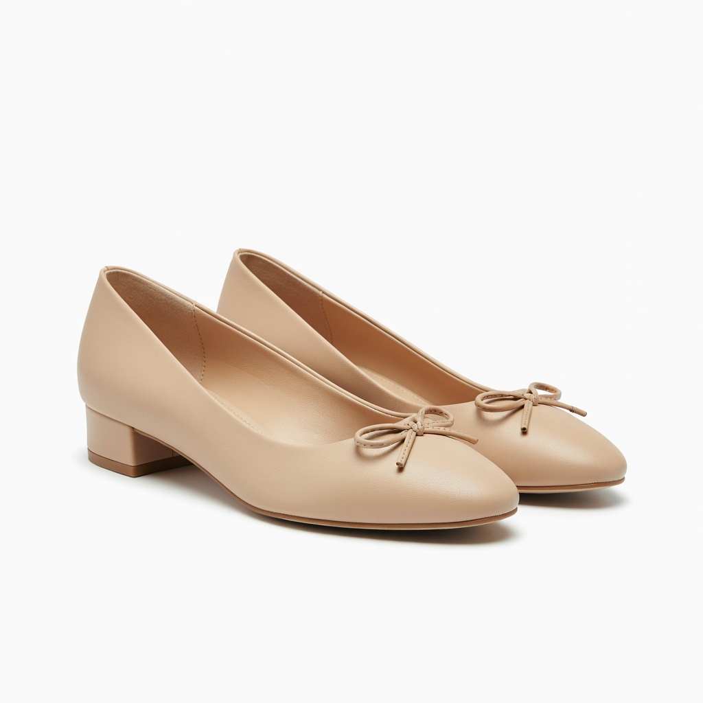 Beige Bow Heels