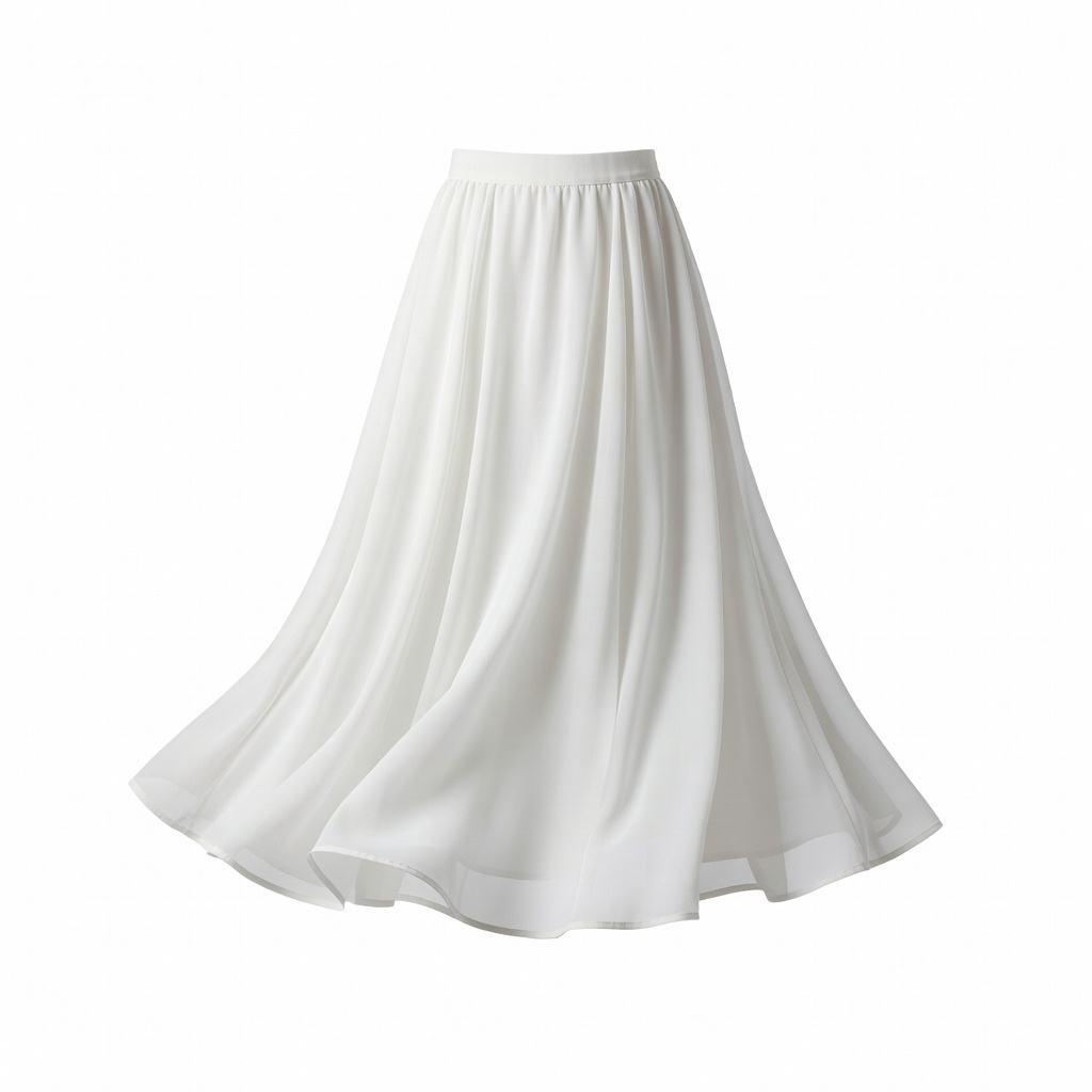 White Flowy Midi Skirt
