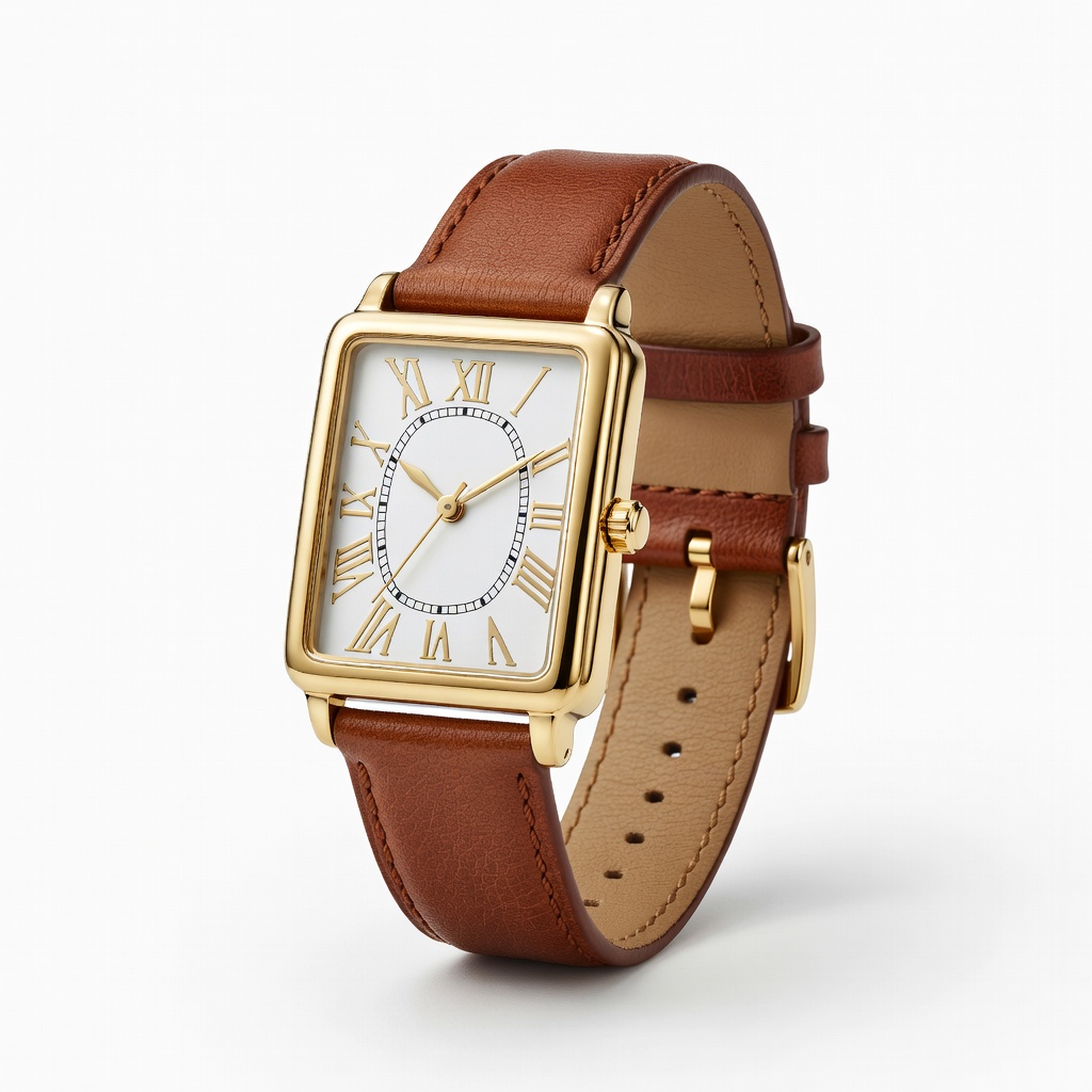 Gold Toned Rectangular Watch