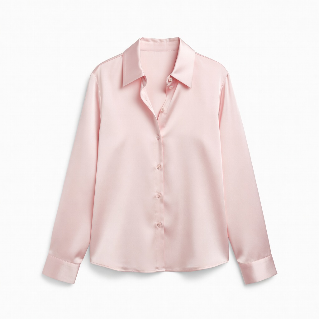 Pale Pink Satin Blouse