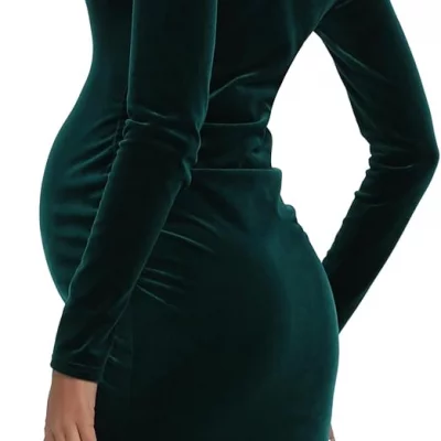 Vestido mini de veludo verde esmeralda