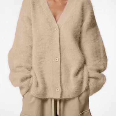 Cárdigan beige afelpado
