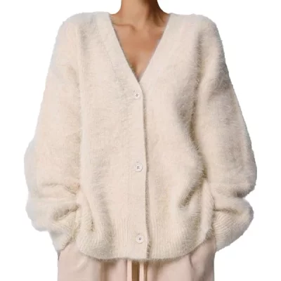 Cárdigan beige afelpado