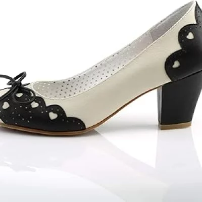 Escarpins noirs et blancs à nœud