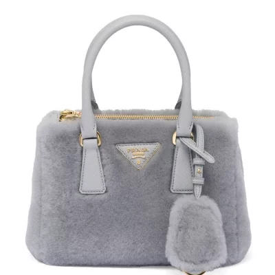 Gray Fuzzy Handbag