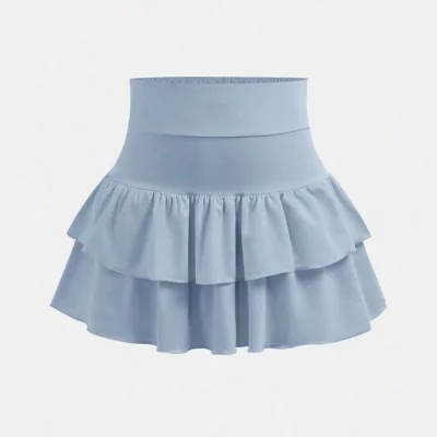 Gray Tiered Ruffle Mini Skirt