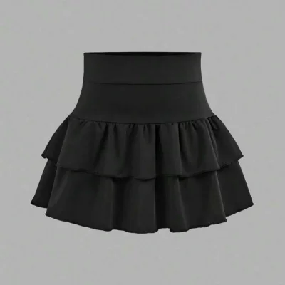 Gray Tiered Ruffle Mini Skirt