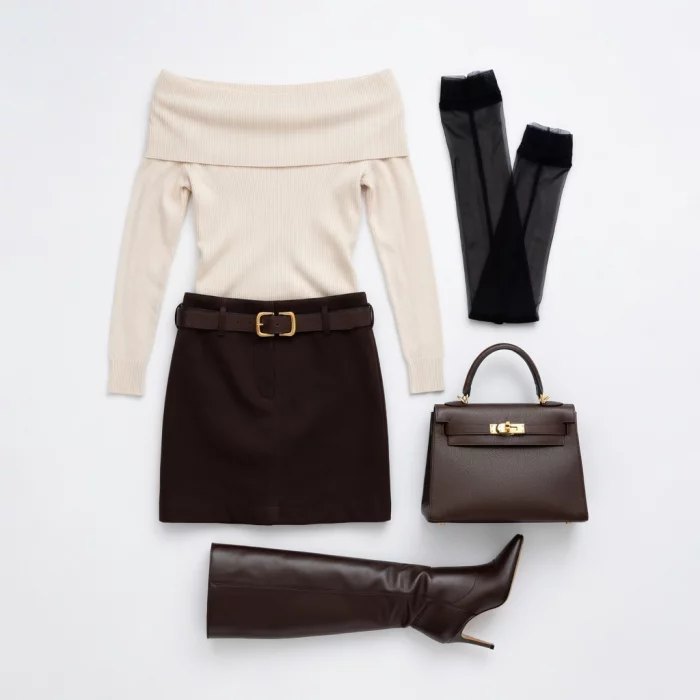 조용한 럭셔리 오프숄더 스웨터 룩 40