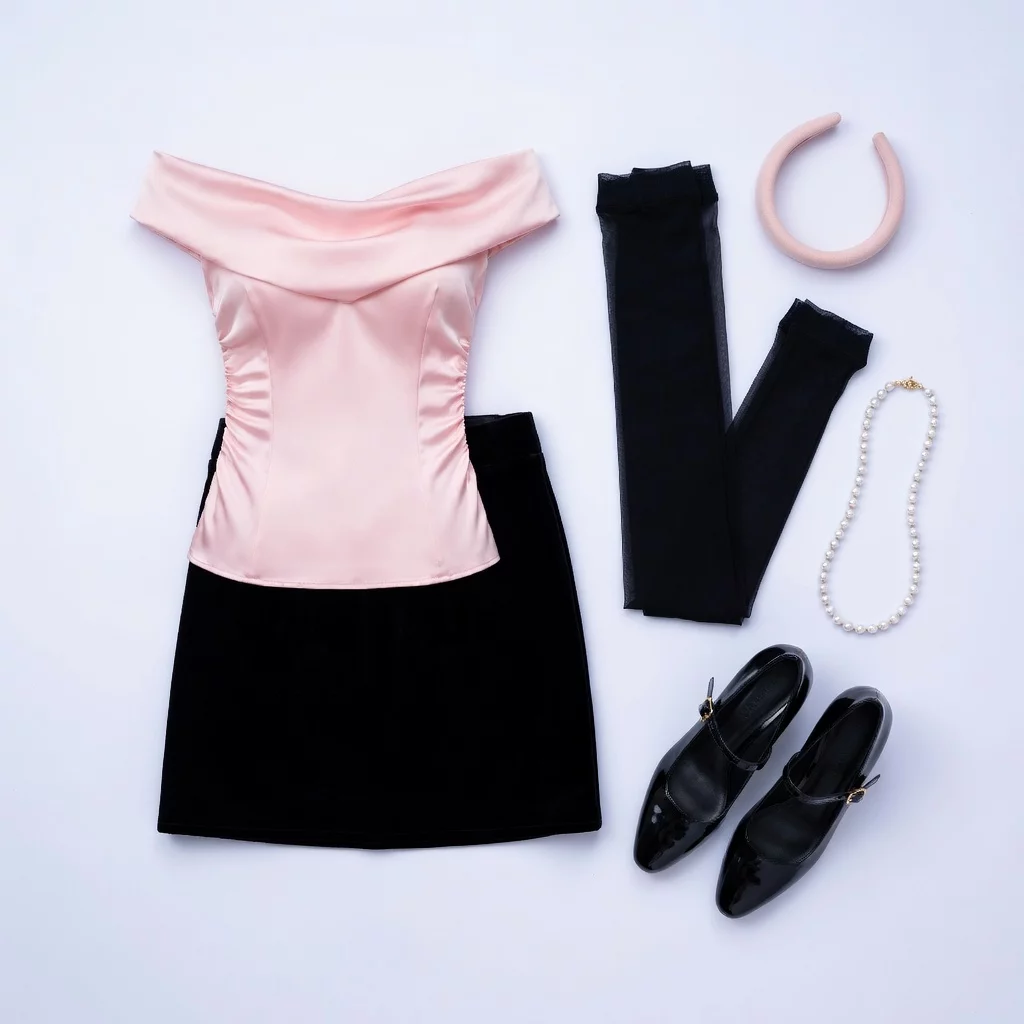 Coquette Pink Off-Shoulder Look