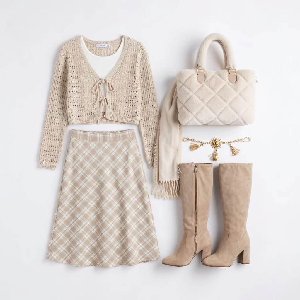 Soft Beige Plaid Reverie