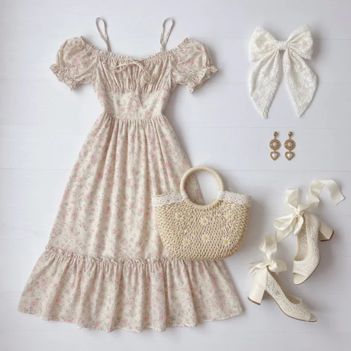 Whimsical Garden Romance: Floral Maxi & Coquette Accents 🌸