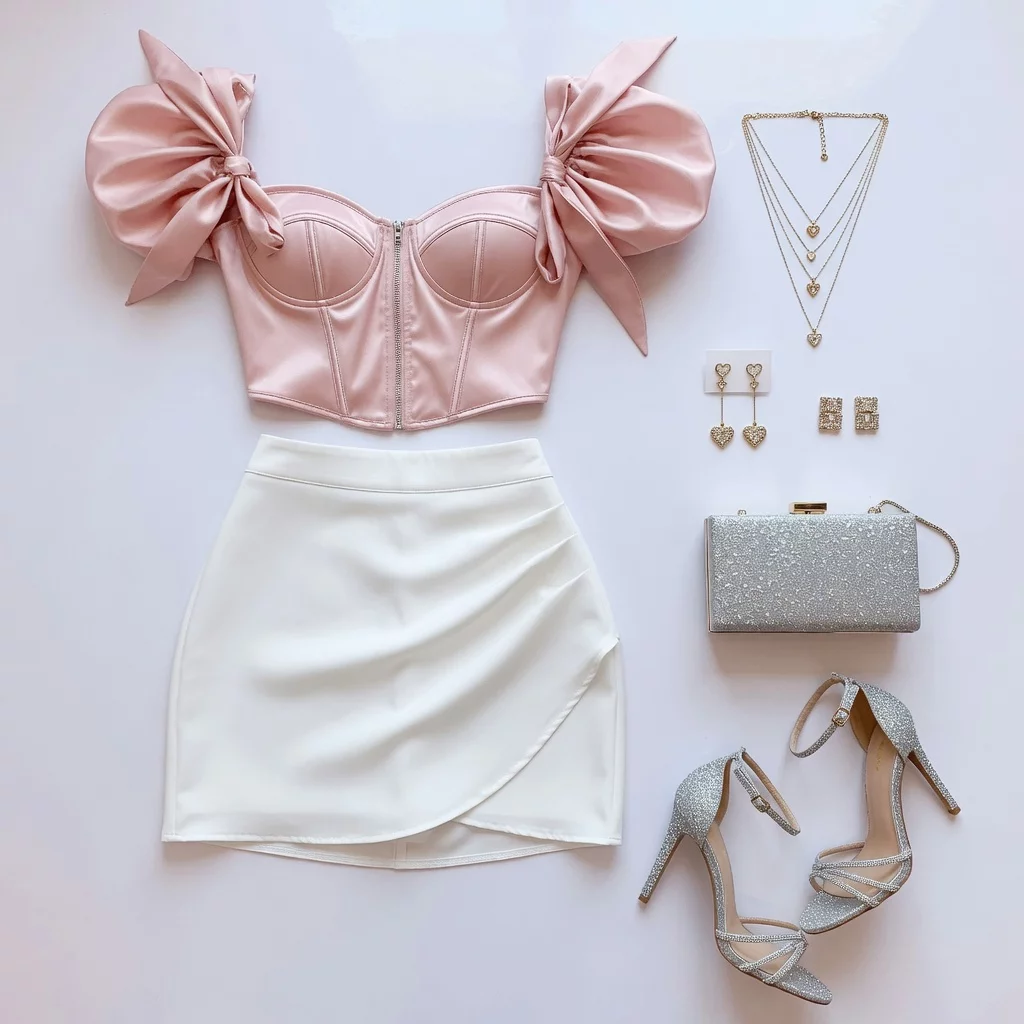 Blush Pink Corset & Ivory Drape Date Night ✨