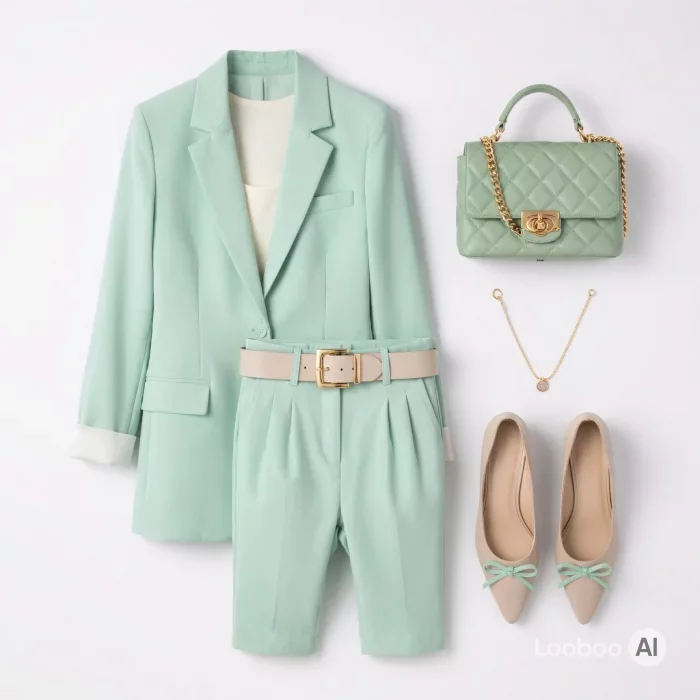 Look da ufficio verde menta lusso silenzioso 150
