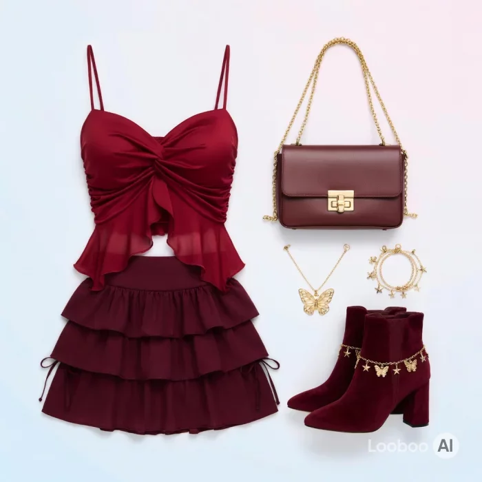 Coquette fantaisiste papillon bordeaux ✨