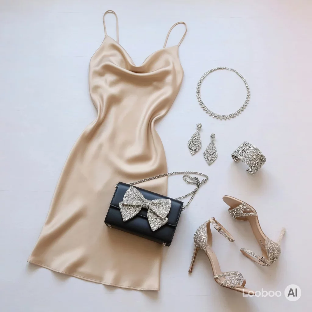 Champagne Glow: Satin Slip & Crystal Sparkle ✨ 30