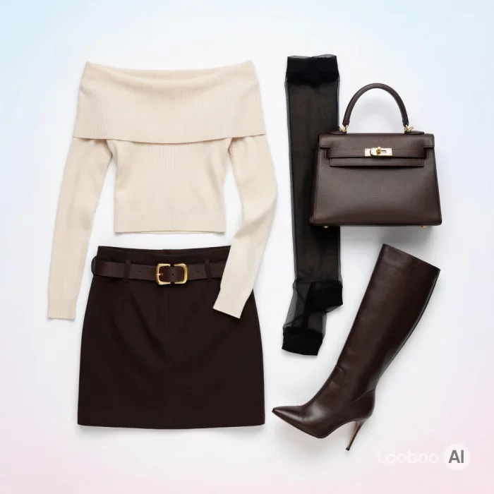 Quiet Luxury Off-Shoulder Sweater Look