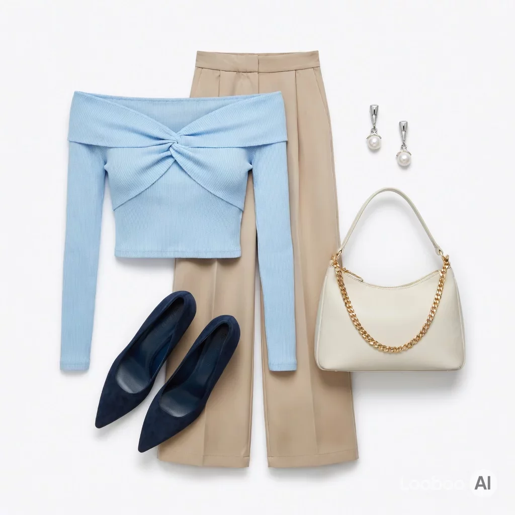 Ensemble crop top blu lusso silenzioso 90