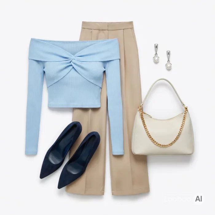 Ensemble crop top blu lusso silenzioso