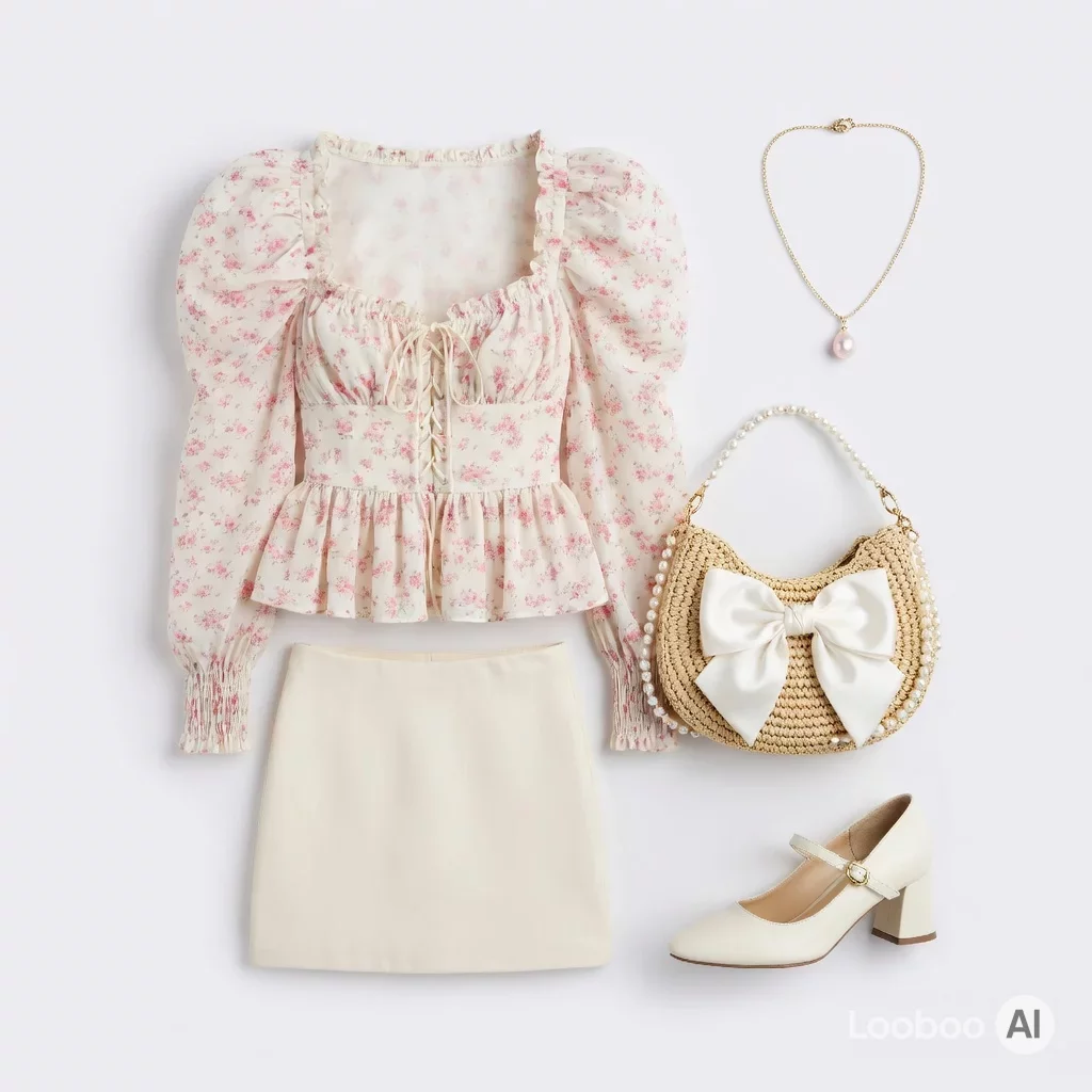 Romantic Floral Peplum with Mini Skirt