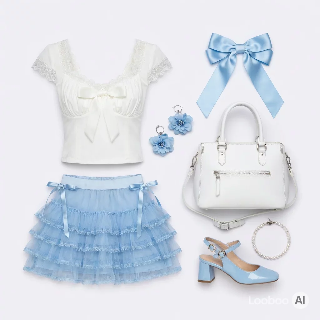 Dreamy Coquette Blue Bow Ensemble