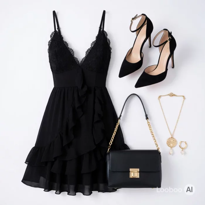Mini abito in pizzo con volant sensuale per serata romantica ✨
