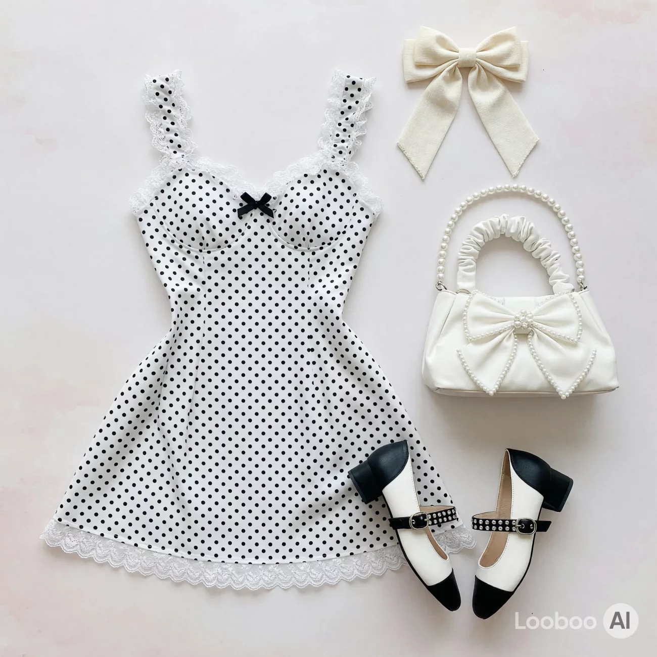 Vestido Mini Coquette de Poá com Babados