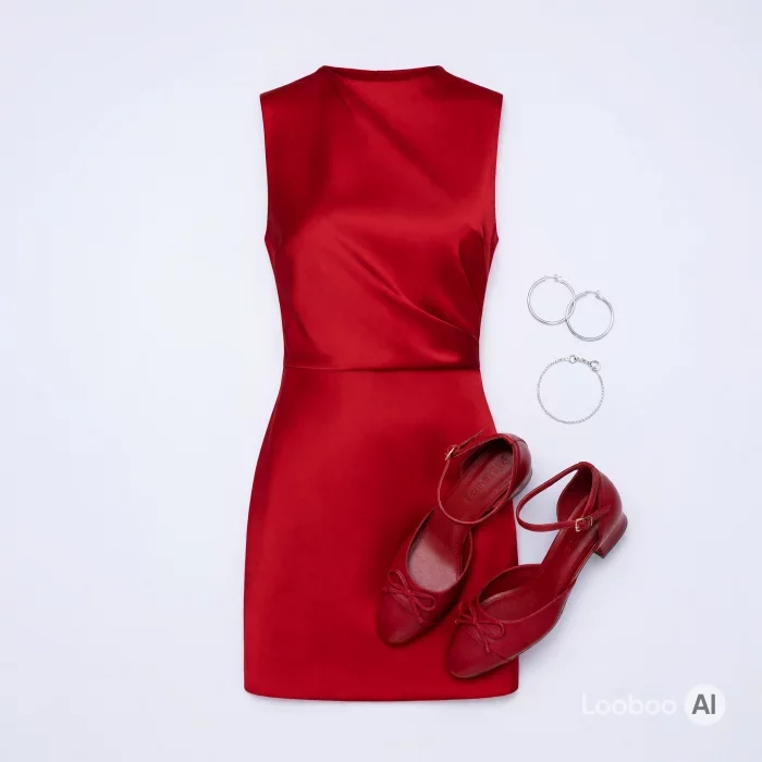 Red Satin Mini Dress 10