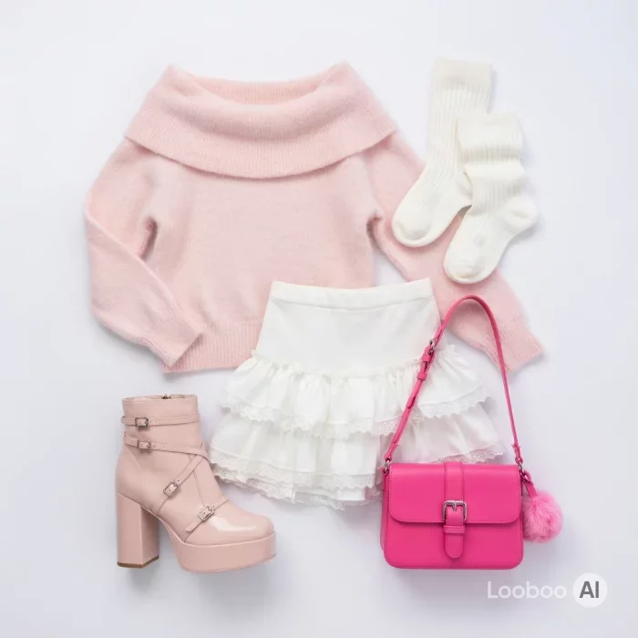 Look Coquette Pull Rose Duveteux