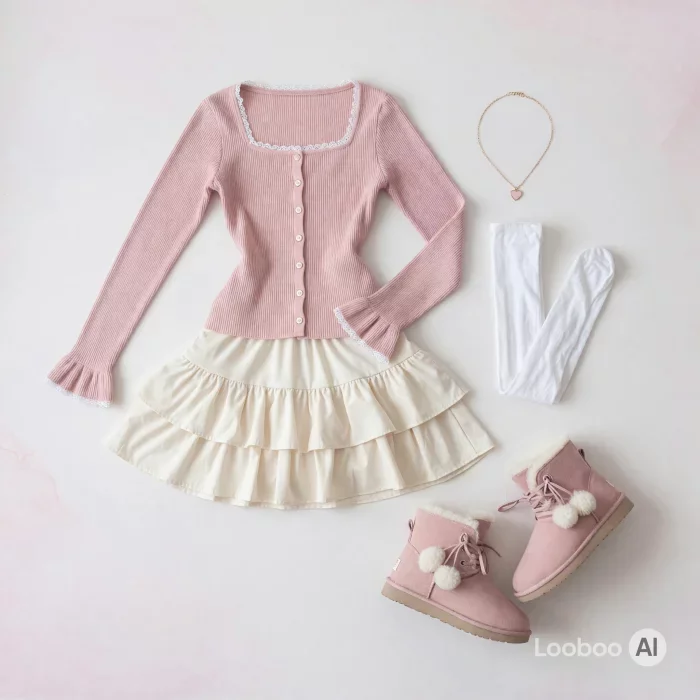 Dusty Pink Coquette Ruffle Ensemble